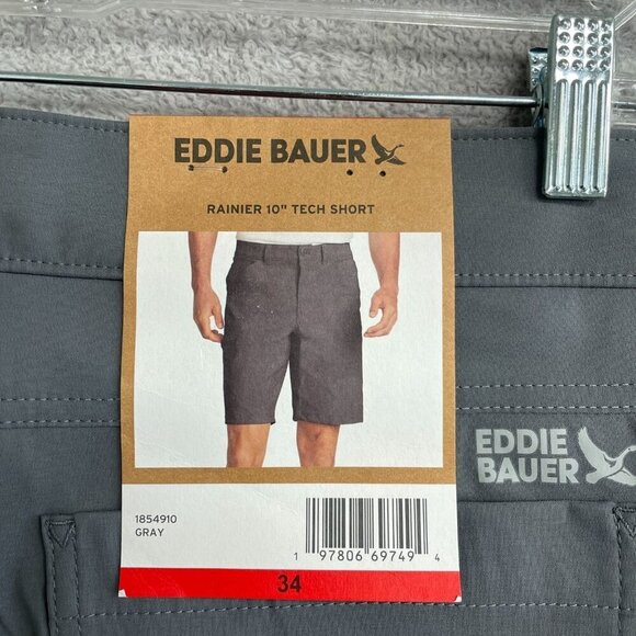 NEW Eddie Bauer Men's Size 34 Rainier 10" Tech Shorts Gray Cargo Outdoor Shorts - Picture 6 of 7